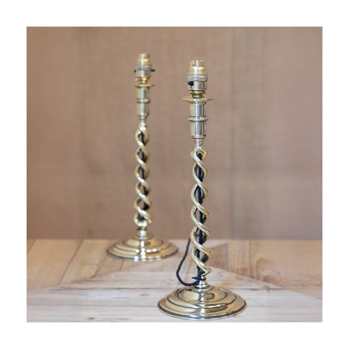 Pair Of Brass Barley Twist Lamps