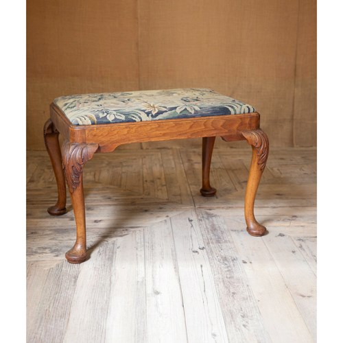 Walnut Stool With Aubusson Tapestry Seat 