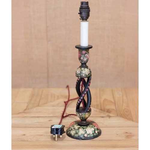 Black Lacquered Kashmiri Lamp