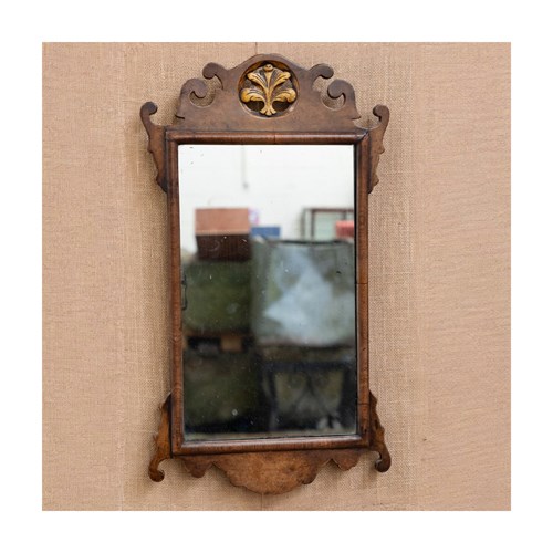George III Burr Walnut Fret Or Chippendale Mirror 