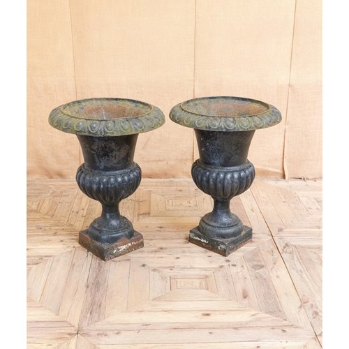 Pair Of Large Scale Cast Iron Urns