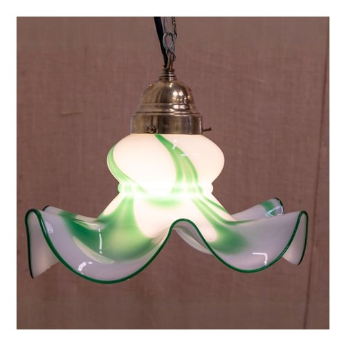 Opaline And Green Glass Pendant