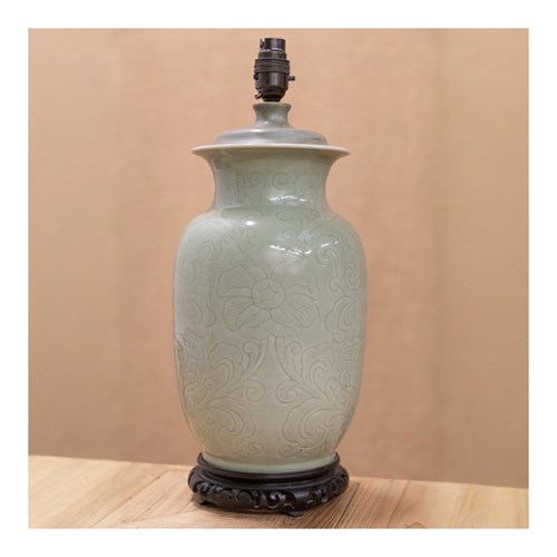 Chinese Celadon Glazed Table Lamp 