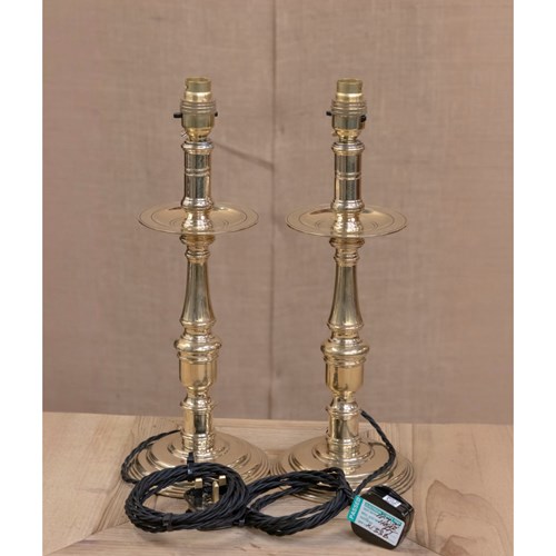 Pair Of Brass Picket Table Lamps