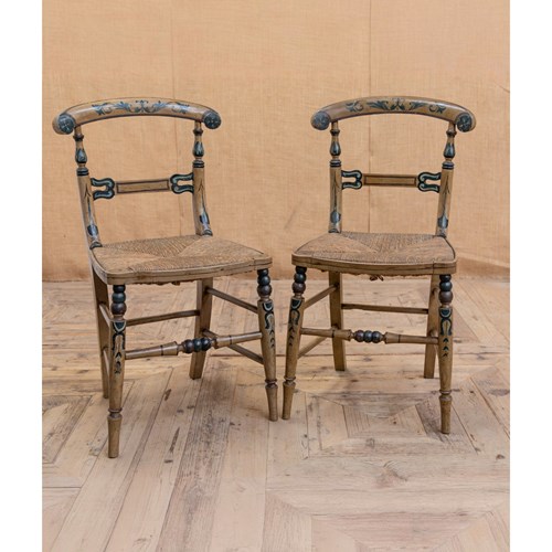 Exceptional Pair Of Regency Painted Side Chairs