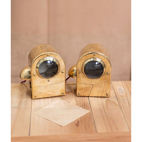 Pair Of Brass Bulkhead Lamps