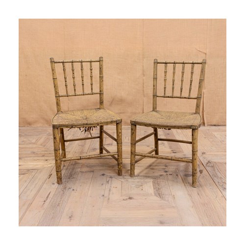 Pair Of Faux Bamboo Side Chairs