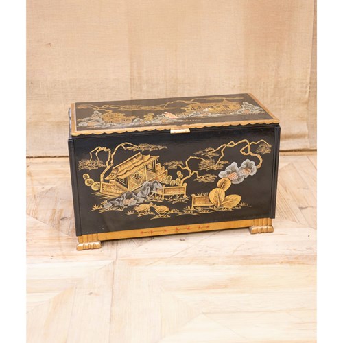 Art Deco Black Lacquered Blanket Box By Charles Webber