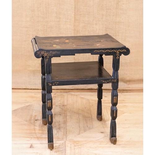 Black Lacquered Two Tier Side Table By Charles Webber