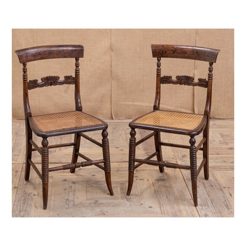 Pair Of Regency Faux Rosewood Painted Beech Chairs