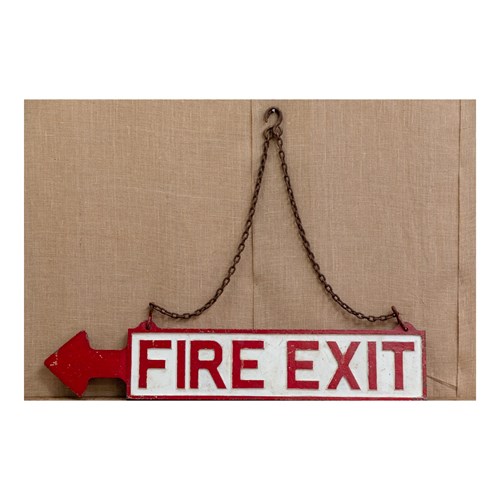 Early 20Th Century Huge Cast Iron Fire Exit Sign