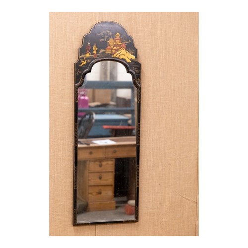 Black Lacquered Chinoiserie Mirror