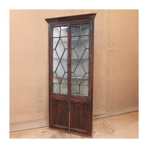 George III Painted Pine Corner Cupboard