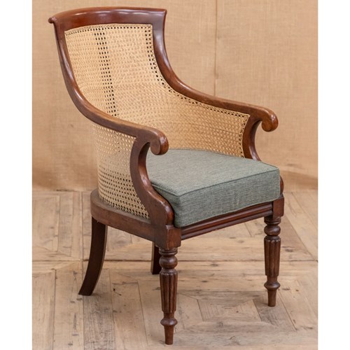 Caned Mahogany Library Chair