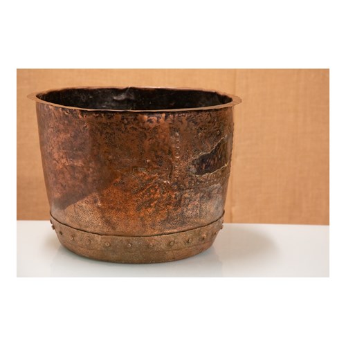 Large Copper Copper Log Bin / Planter 