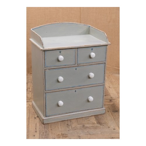 Blue Painted Pine Chest Of Drawers