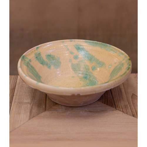 Mottled Green & Yellow Glazed Bowl