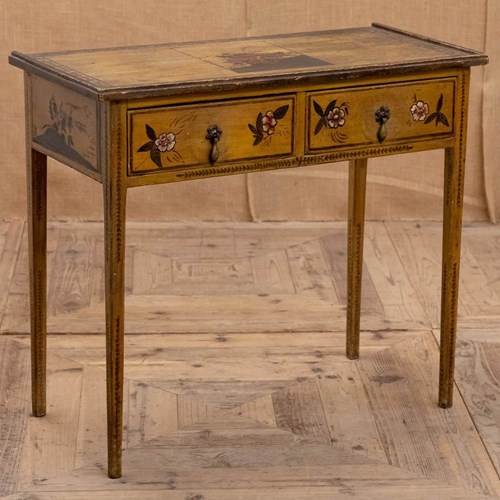 19Th Century Folk Art Naive Painted Pine Side Table