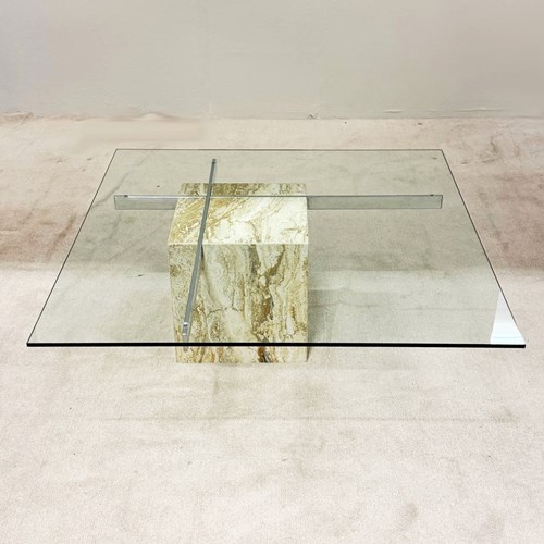 Artedi Travertine And Glass Coffee Table