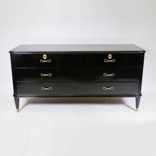 Italian Black Lacquer Commode