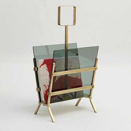 Bronze And Glass Magazine Rack