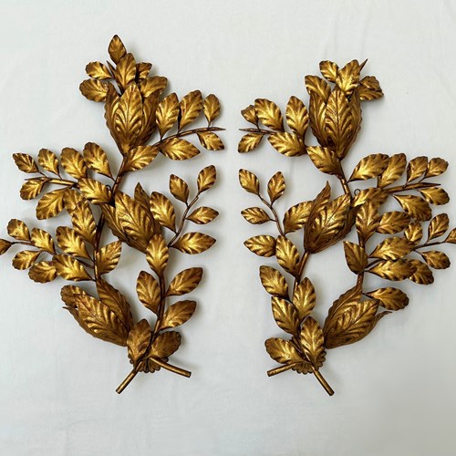 Pair Of Hans Kögl Tôle Leaf Wall Lights