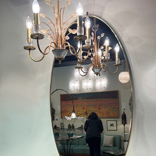 Large Oval Brass Framed Mirror