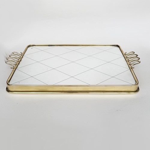 Brass And Etched Mirrored Tray