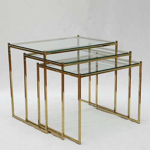 Brass And Glass Nest Of Tables