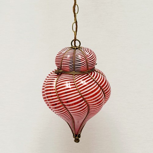 Red And White Glass Ceiling Light