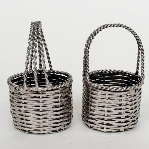 Pair Of Small Silver Metal Baskets