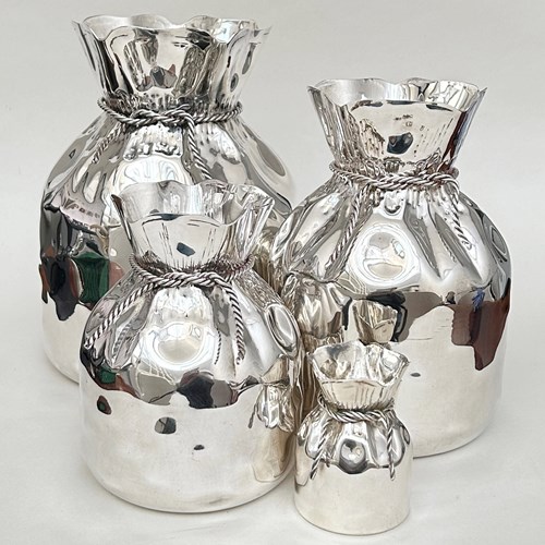 Silver Plate Money Sack Vases