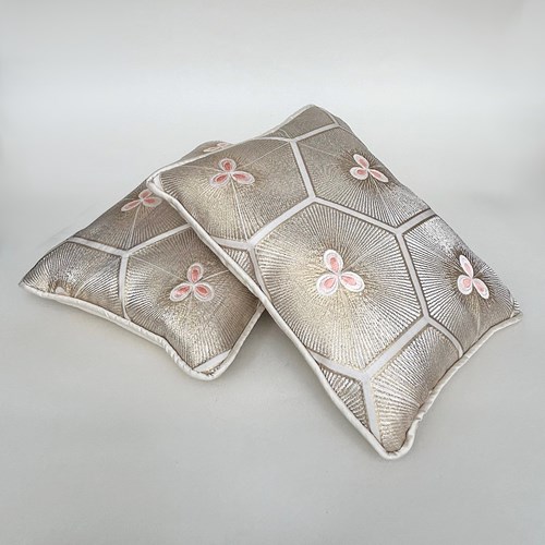 Pair Of Small Vintage Silk Obi Cushions
