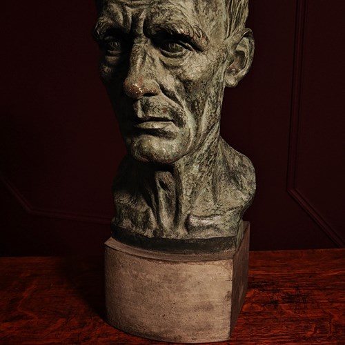 Walter Marsden Verdigris Plaster Bust Dated 1945 