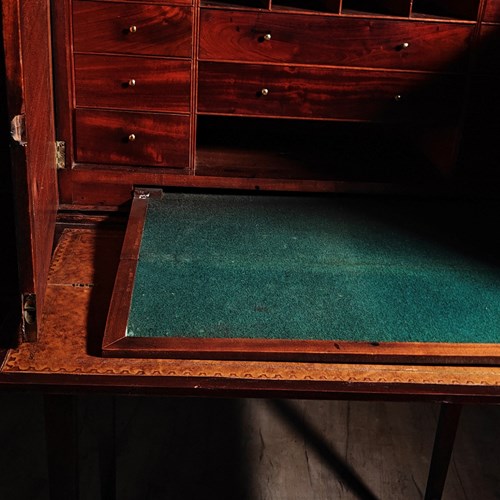 19Th Century Campaign Mahogany Writing Desk 