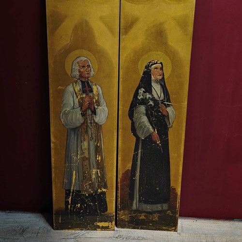 A Pair Of Ecclesiastical Oil On Copper Paintings 