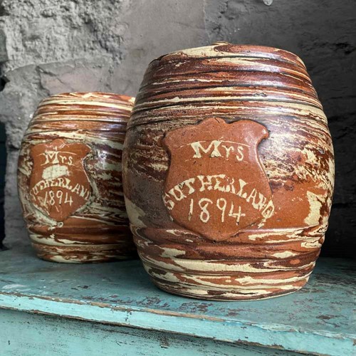 Victorian Scottish Agateware Barrels