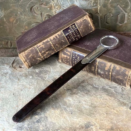Antique Tortoiseshell And Silver Page Turner Lens