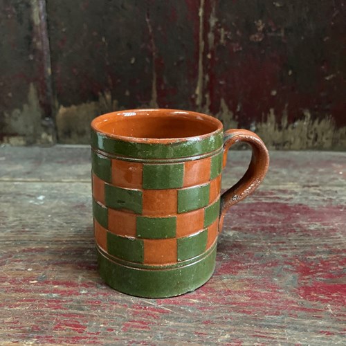 19Th C. Chequered Slipware Mug