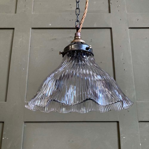 Vintage Holophane Glass Pendant Light