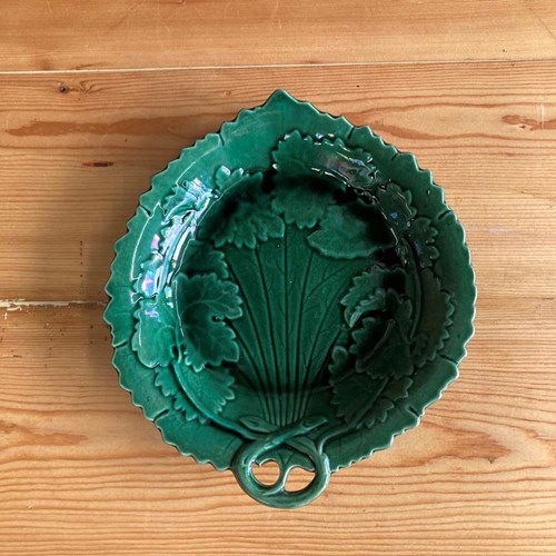 Antique Green Majolica Dish