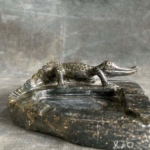 Vintage Stone Crocodile Dish