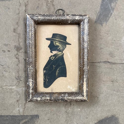 19Th C. Silhouette Portrait - 'Gentleman In Hat'