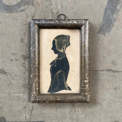 19Th C. Silhouette Portrait - 'Girl With Cravat'