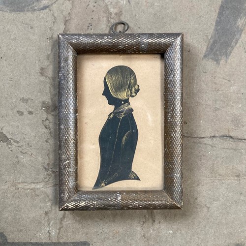 19Th C. Silhouette Portrait - 'Girl With Collar'