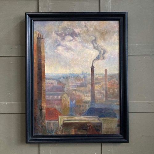 Brita Von Sydow-Södöö (1884–1959) Oil Painting - 'Industrial Landscape'
