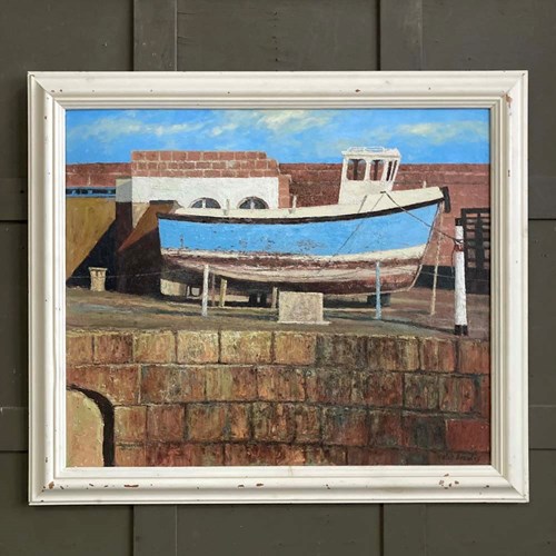 Victor Bramley (1934–2014) Oil Painting - Boat Repair