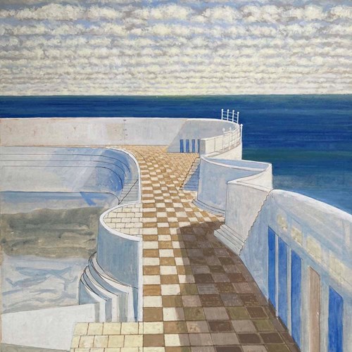 Victor Bramley (1934–2014) - Art Deco Lido (Penzance) Watercolour