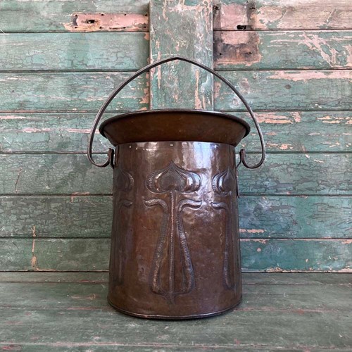 Art Nouveau Copper Coal Scuttle