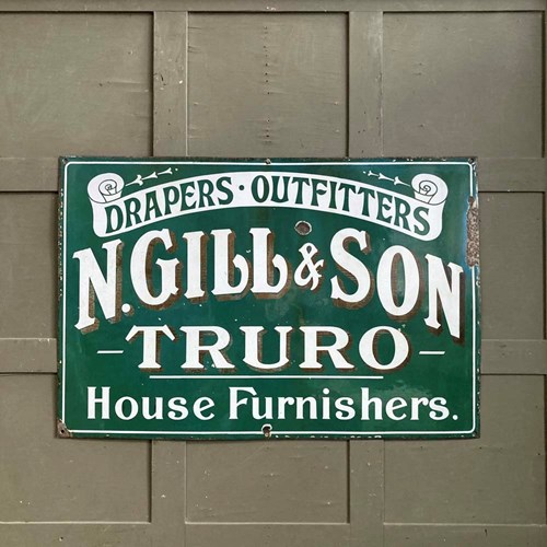 Truro Outfitter's Enamel Sign - 'N. Gill & Son'